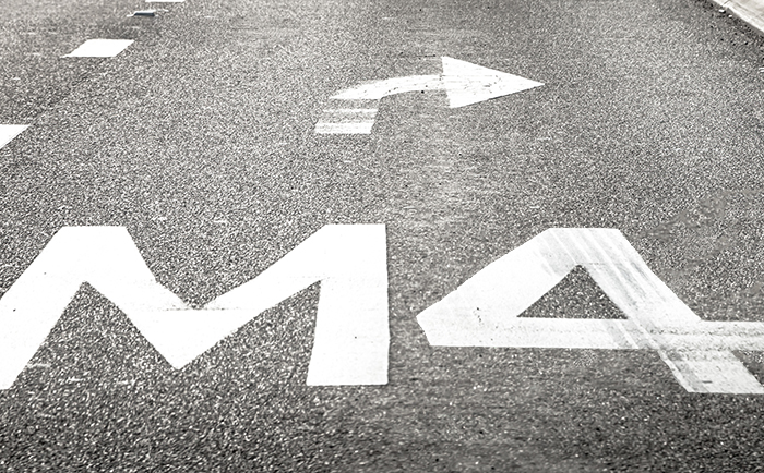 Road Pavement Marking M4 and Right Turn Arrow